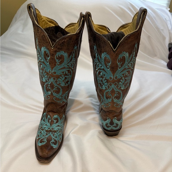 Corral Brown and Blue Boots Size 9.5 - Picture 4 of 6